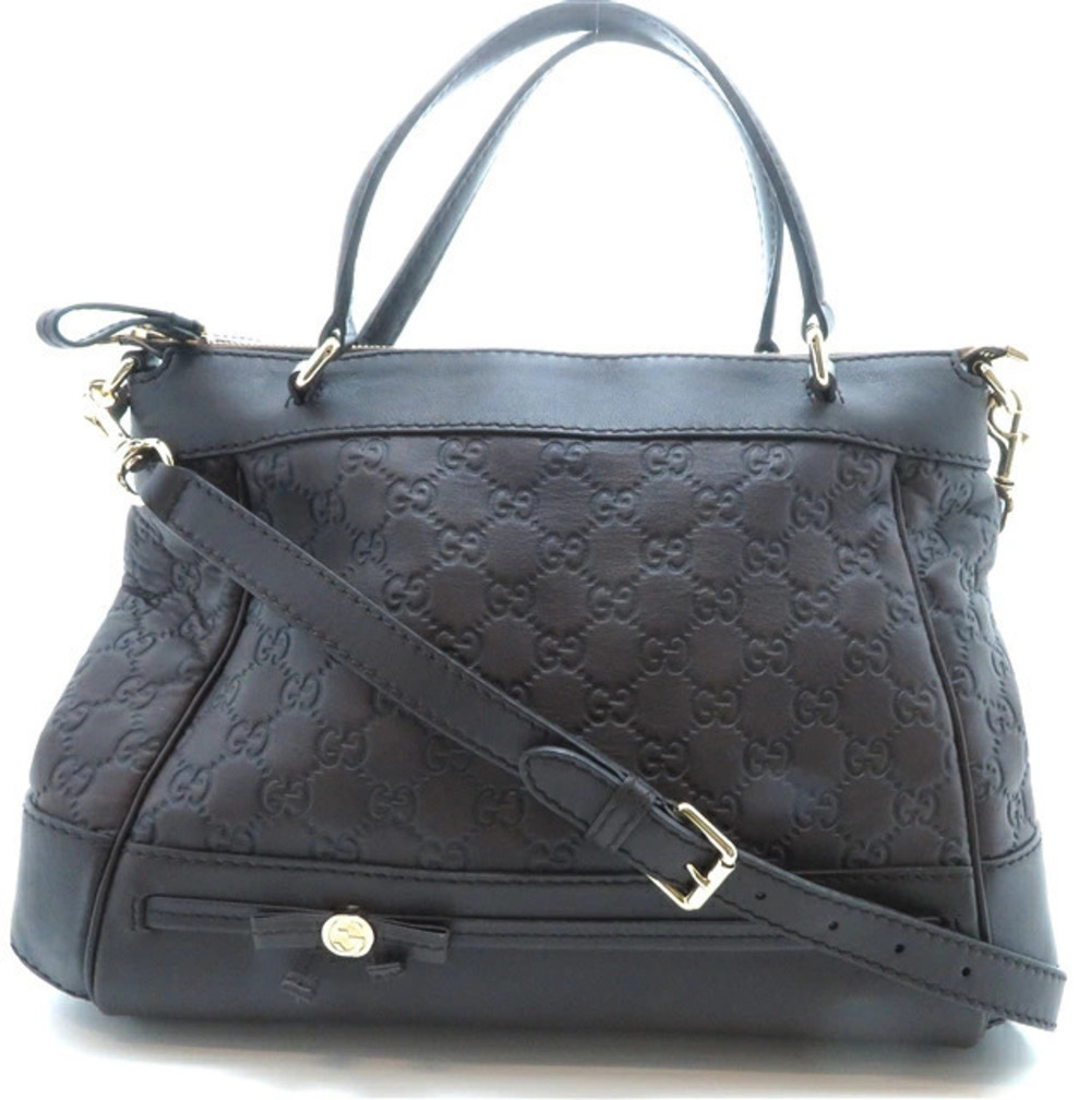 Gucci shoulder bag embossed Gucci Guccissima dark brown
